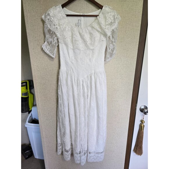 Jessica McClintock Dresses & Skirts - Jessica McClintock Gunne Sax White Lace Prairie Dress Wedding Size 3/4